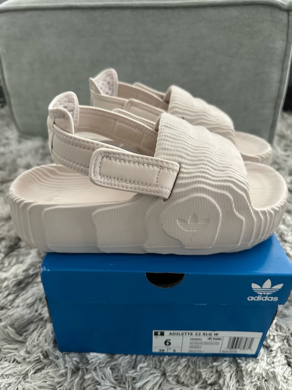 Adidas Adilette Platform Sandals in putty mauve